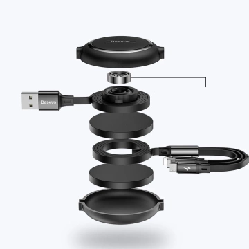 Baseus Golden Loop 3v1 predlžovací kábel USB - micro USB / Lightning / USB-C 3.5A 35 cm - 120 cm čierny (CAMLT-JH01)