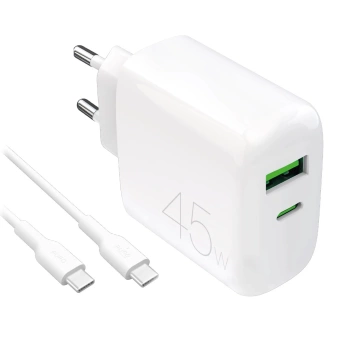 Ładowarka Puro Daily Prolite 45W PD USB-C/USB-A + kabel USB-C – biała