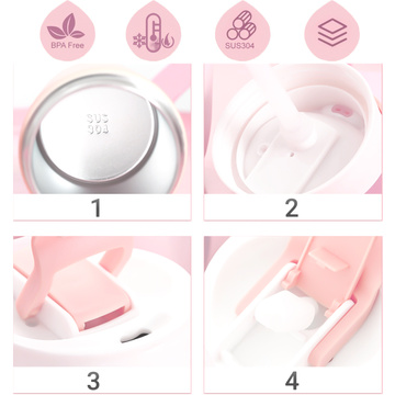 Termoska termohrnek s výlevkou a brčkem na kávu, čaj yerba maté, 480ml, vakuová láhev Alogy Steel Pink