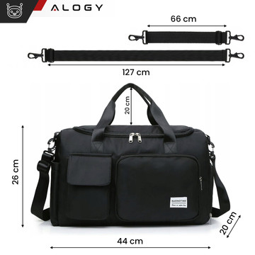 Men's women's sports shoulder bag for the gym for the plane hand luggage 44x26 training black Alogy Black