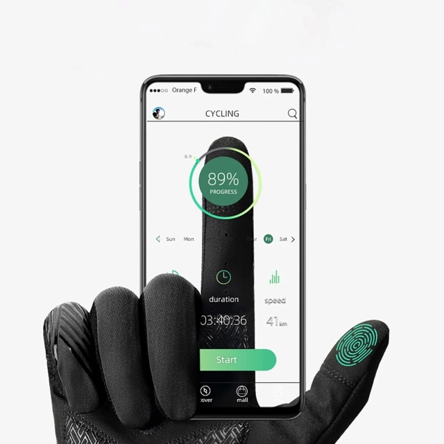 Rękawiczki Rowerowe Rockbros 3-Sezonowe XL Czarne Dotykowe