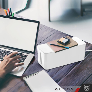 Káblový organizér stolový podlahový kontajner káblový box Alogy Box L 40cm veľký Biely