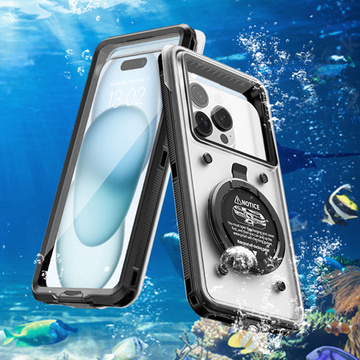 Waterproof case waterproof IPX68 universal for phones up to 6.9 inches Case water case Leash Alogy Black