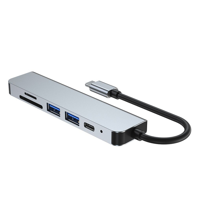 Hub adaptér USB V4-HUB 6w1 USB-C šedý