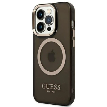 Etui Guess GUHMP14LHTCMK pre Apple iPhone 14 Pro 6,1" čierny/čierny pevný obal Gold Outline Translucent MagSafe