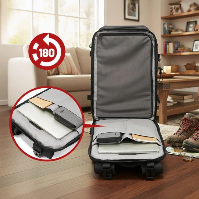 Bange wasserdichter Rucksack für 15,6-Zoll-Laptop, Stadtreisender, 45 x 30 x 16 cm, für Arbeit, Flugzeug, Herren, Damen, mit USB-Anschluss Schwarz