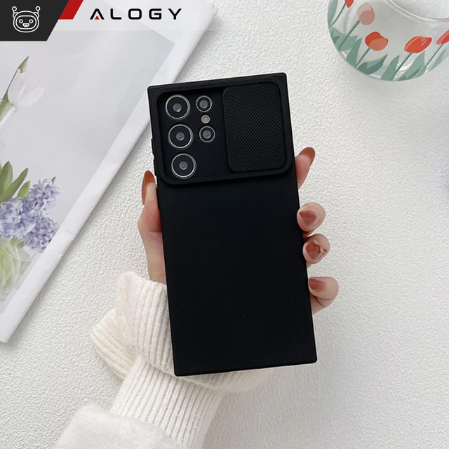 Pouzdro pro Samsung Galaxy S24 Ultra pancéřované pouzdro ochranný kryt fotoaparátu Slide Camshield Case Alogy černé