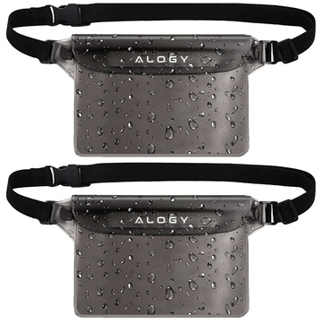 2x Etui wodoodporne nerka saszetka Case na telefon futerał do wody wodoszczelne 21.5x23.5cm Alogy Waterproof Czarne