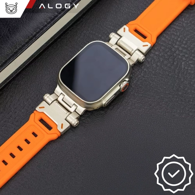 Pásek bransoleta Alogy Luxury Metal TPU Band pro Apple Watch 42/44/45/49 mm oranžový