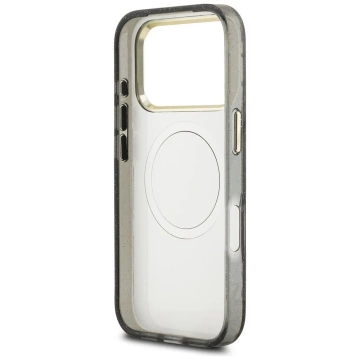 Etui Guess MagSafe do iPhone 17 Pro IML Glitter Flowers Triangle Black