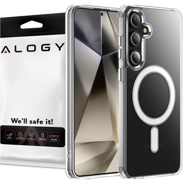 Pouzdro pro Samsung Galaxy S23 FE Plus Mag Safe Hybrid Case Zadní kryt krytu Anti-Shock Clear Alogy Transparent Glass
