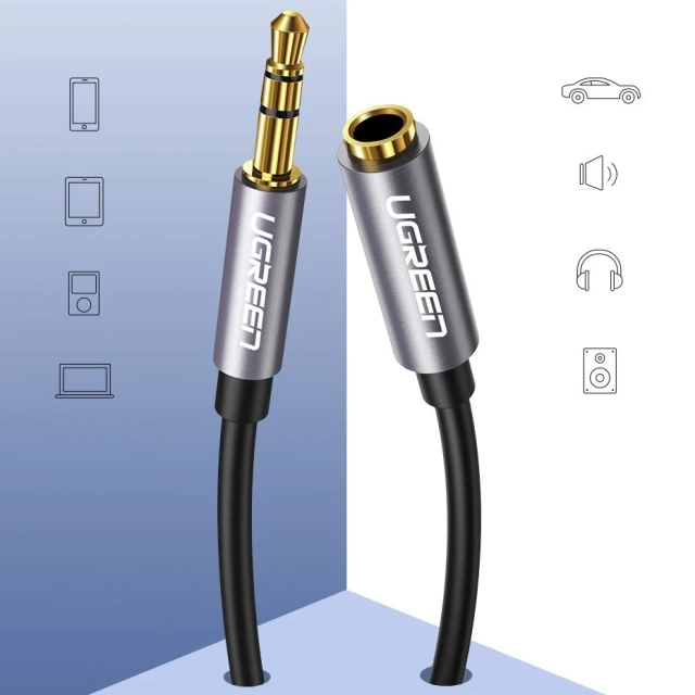 UGREEN Kabel AUX-Verlängerungskabel 3,5 mm Miniklinke 3m Silber (10595)