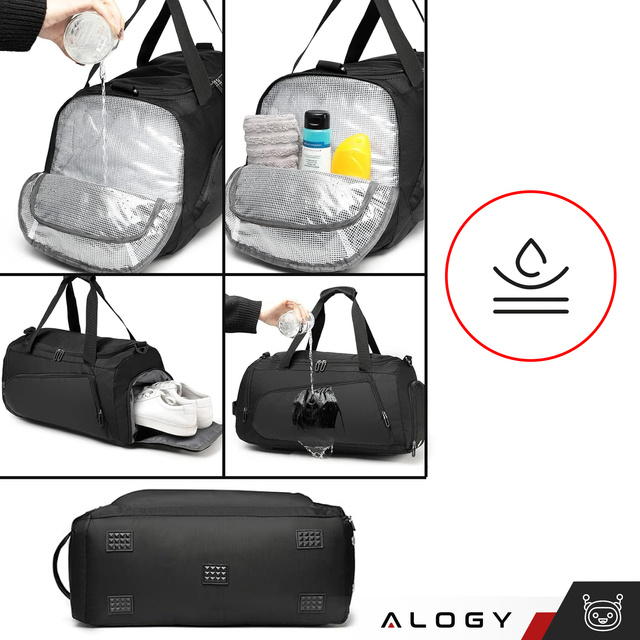 Pánska dámska tréningová športová taška na rameno do telocvične, termo látková cestovná taška, objem 40l Alogy Black