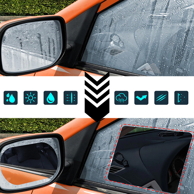 2x Hydrophobic Nano Film Window Sticker Mirror Rain Waterproof for Car Car Bathroom 15x20cm 2x Nano Mirror Film