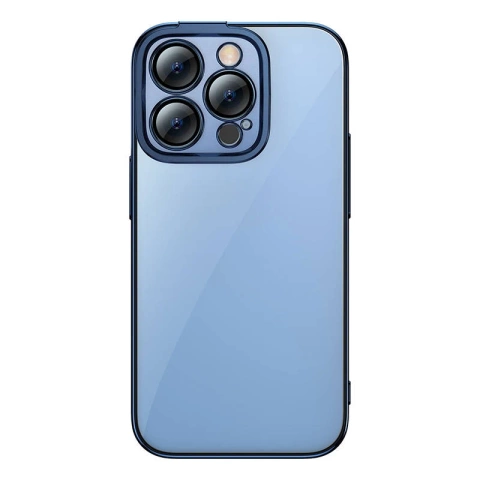 Baseus Glitter Protective Set Clear Case and Tempered Glass for iPhone 14 Pro (Blue)