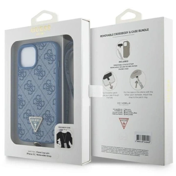 Etui Guess GUHCP15SP4TDSCPB для iPhone 15 6.1" niebieski/синій твердий чохол Crossbody 4G Металевий логотип