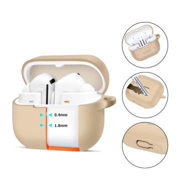 Silikónové ochranné puzdro s háčikom pre Samsung Galaxy Buds 3/3 Pro Caffe Latte