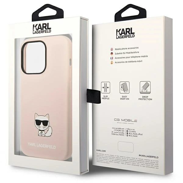 Karl Lagerfeld KLHCP14LSLCTPI protective phone case for Apple iPhone 14 Pro 6.1" hardcase light pink/light pink Silicone Choupette Body
