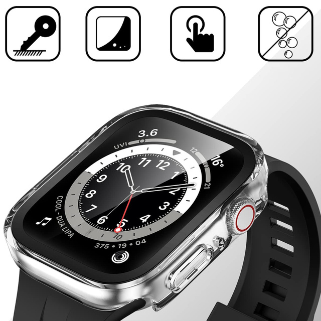 Ochranný kryt so sklom Alogy Protector Case 2v1 prekrývacie puzdro pre Apple Watch 7/8 41mm Transparent