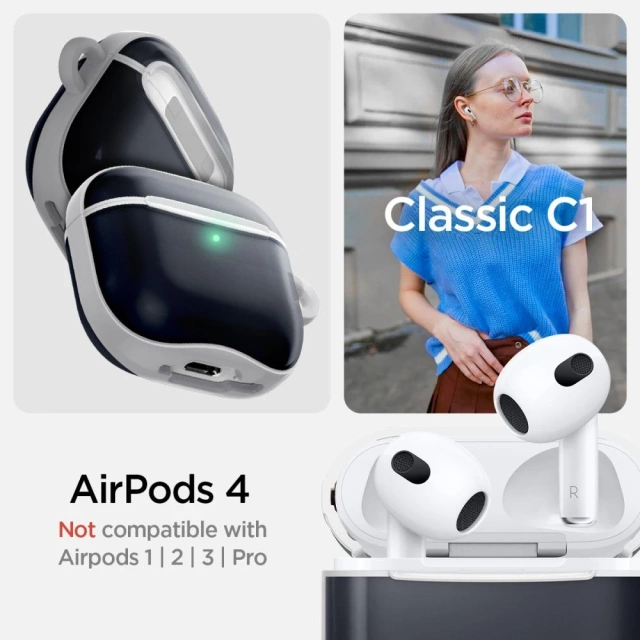 Pouzdro Spigen Classic C1 pro Apple AirPods 4 s grafitovou karabinou