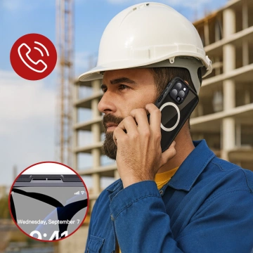 Pouzdro pro iPhone 15 vodotěsné Mag Safe Case pancéřované vodotěsné pouzdro černé a šedé