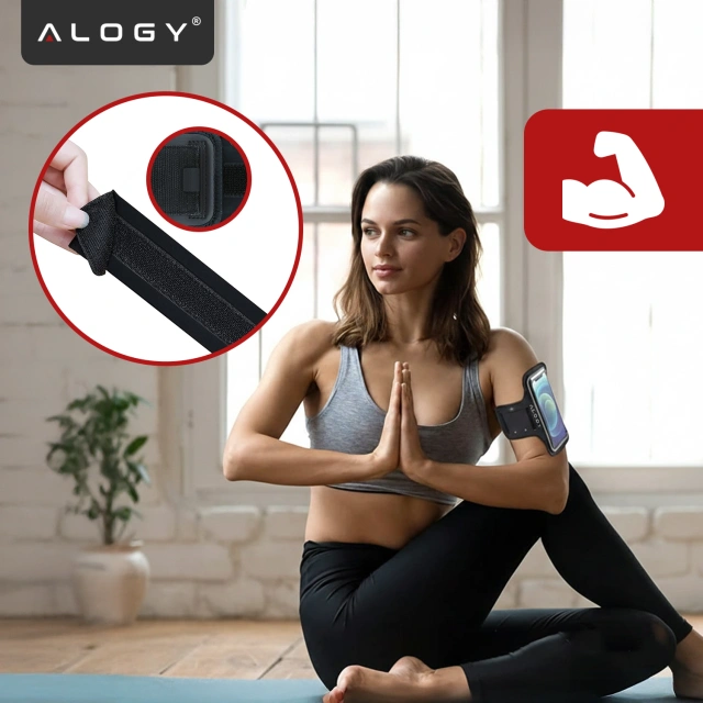 Etui do biegania na ramię do telefonu do 6.7" – wodoodporna opaska sportowa, regulowany pasek, bezpieczne i wygodne mocowanie – Alogy WaterProof Sport ArmBand™ Czarna