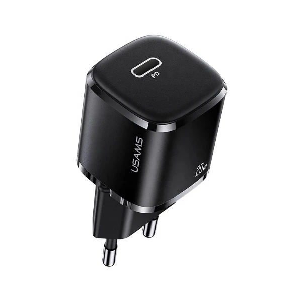 USAMS Wall charger 1x USB-C T36 mini 20W (only head) PD3.0 Fast Charging black/black CC124TC01 (US-CC124)