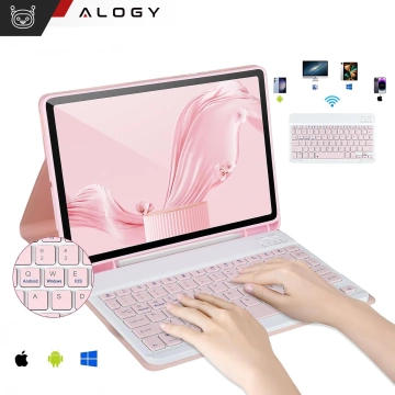 Etui z klawiaturą z miejscem na rysik do Samsung Galaxy Tab S10 FE / S10 Lite / S9 FE 10.9" Alogy Keyboard Case Różowe
