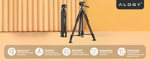 Tripod Photography Tripod Universal Camera Stand 1/4 Camera Phone Holder 170cm Alogy Black