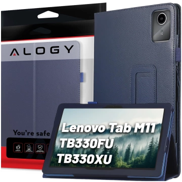 Skleněné pouzdro pro Lenovo Tab M11 10,95" TB330FU/TB330XU/TB331FC Kryt stojanu s flipem pro tablet Pouzdro Alogy Navy Blue Stylus Zdarma