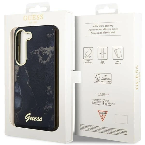 Etui Guess GUHCS23MHTMRSK do Samsung Galaxy S23 Plus S916 czarny/black hardcase Golden Marble Collection