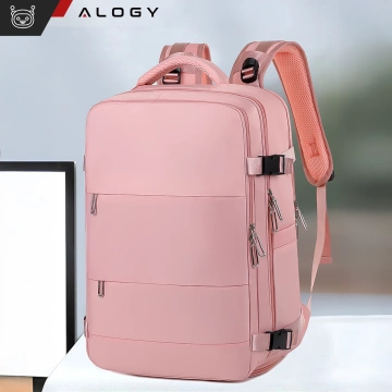 Dámský cestovní batoh na notebook do kufru Zavazadla do letadla Práce do školy 45x30x20cm Alogy Pink