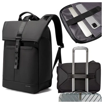 Bange wasserdichter Rucksack für 15,6-Zoll-Laptop, Stadtreisender, 45 x 30 x 16 cm, für Arbeit, Flugzeug, Herren, Damen, mit USB-Anschluss Schwarz