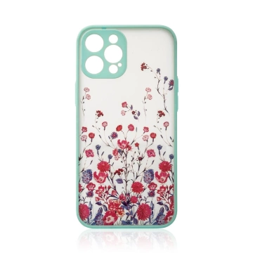 Designové pouzdro pro iPhone 12 Pro Max květinové pouzdro světle modré