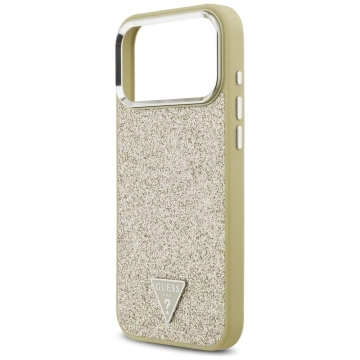 Etui Guess Glitter Triangle Logo MagSafe na iPhone 17 Pro Max - Złote