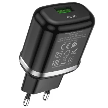 Ładowarka sieciowa HOCO USB A QC3.0 3A 18W N3 czarna