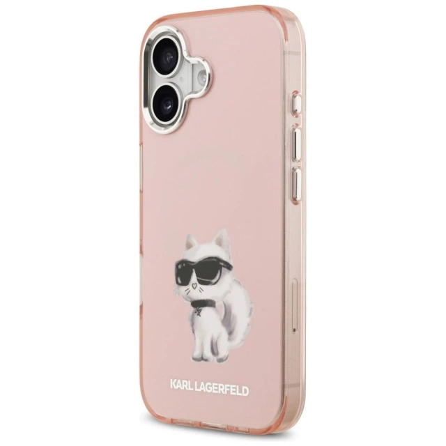 Etui Ochronne do iPhone 17 Karl Lagerfeld IML Aquarelle Choupette MagSafe Różowy