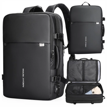 Batoh na notebook Mark Ryden 17,3", USB port, vodotěsný, minimalistický a prostorný 37 l, pohodlný, rozšiřitelný s otevíráním o 180°, 48 × 31 × 14-25 - černý