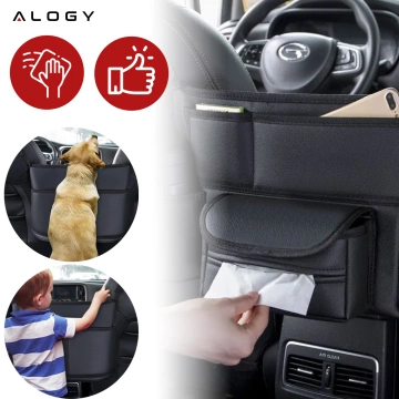 Auto-Organizer für das Auto zwischen Sitzen, Autositz Alogy, Auto-Getränkehalter, Taschentücher, Schwarz