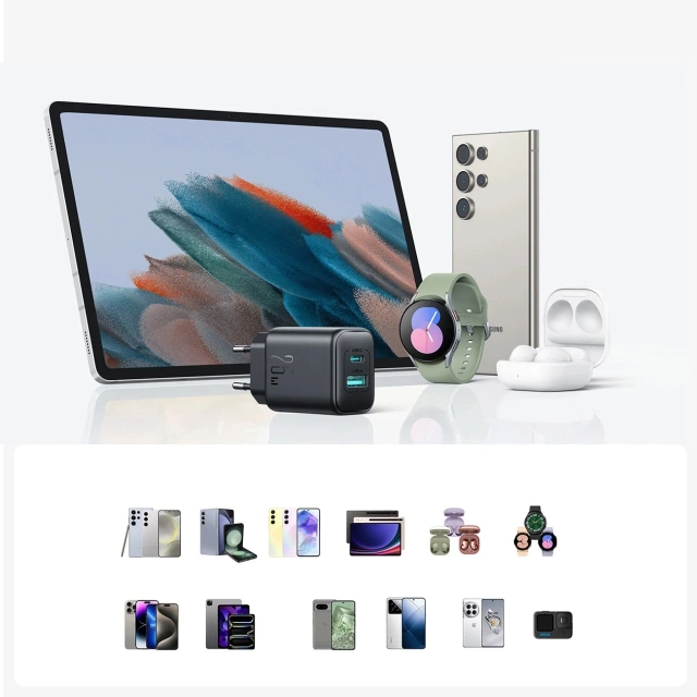 Мережевий зарядний пристрій Joyroom USB-C / USB-A 25 Вт SFC / PPS / PD - чорний