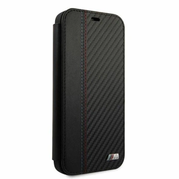 Etui BMW BMFLBKP12SMCARBK do iPhone 12 mini 5,4" book M Collection PU Carbon Stripe czarny/black 