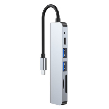 Hub Adapter USB V4-HUB 6w1 USB-C Grey