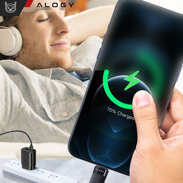 Кабель Alogy 2in1 USB-C to Lightning PowerDelivery для Apple iPhone PD 60W 100cm Black