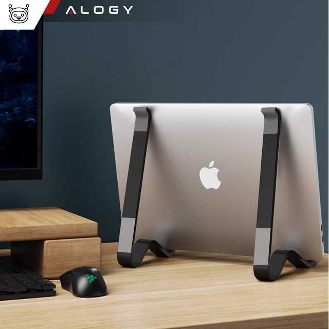Laptop holder Macbook tablet 18" stand stand foldable adjustable aluminum for desk 25 x 26cm Alogy Black