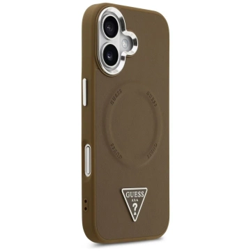 Etui Guess MagSafe do iPhone 17 Triangle Logo Brown