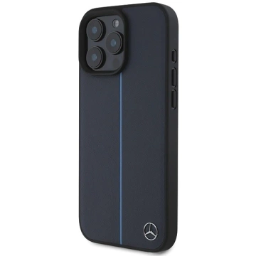 Pevné puzdro Mercedes iPhone 16 Pro Max 6,9" MB Blue Line Leather MagSafe Granatowy