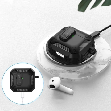Etui Tech-Protect Carbonox do Apple AirPods 4 Black z Karabińczykiem
