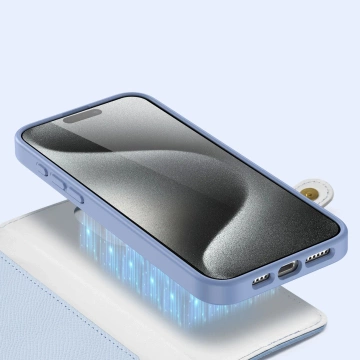 iPhone 15 Dux Ducis Lawa Leather Wallet Case MagSafe Blue