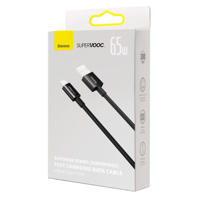 Baseus Superior Series SUPERVOOC kabel USB-A na USB-C 65W 1m černý