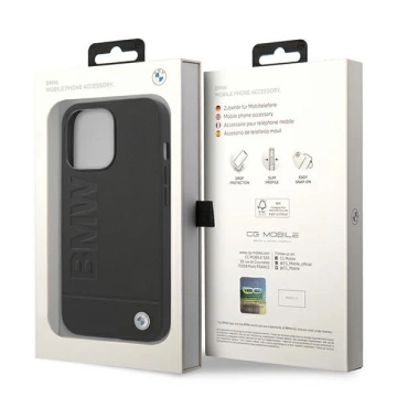 Hülle BMW BMHCP14LSLLBK für iPhone 14 Pro 6.1" Leather Stamp